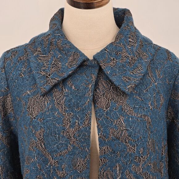 CAbi Jackets & Blazers - Cabi Lisboa Topper Women's S Teal Silver Cape Bat Wing Sleeves Style #168